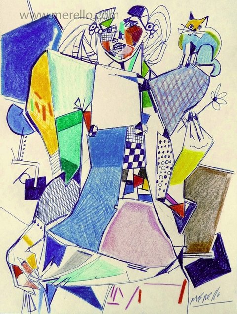 CONTEMPORARY-ART.-MADRID-NEW-YORK-PARIS-jose-manuel-merello.-woman-with-flower-and-cat.-pencil-and-ink-on-paper.jpg.jpg