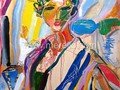 contemporary-art-artists-painters-.merello.-spanish-woman-with-flower(92x73-cm)