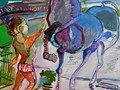 contemporary-art-artists-painters-merello.-nino-con-caballo-azul-(92x73-cm)